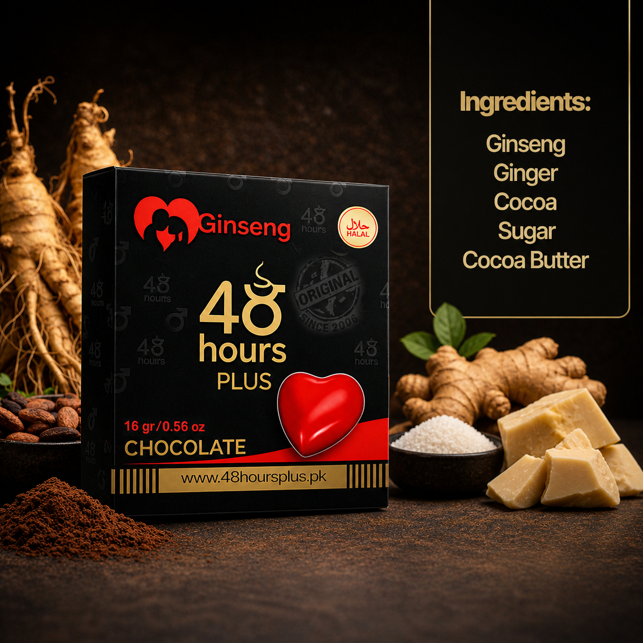48 Hours Plus | Ginseng Chocolate - 3 Pack