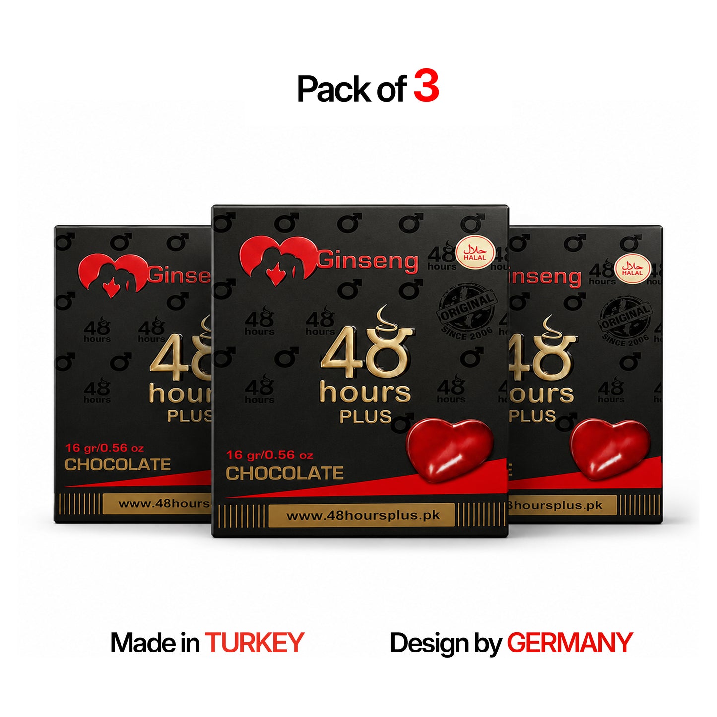 48 Hours Plus | Ginseng Chocolate - 3 Pack