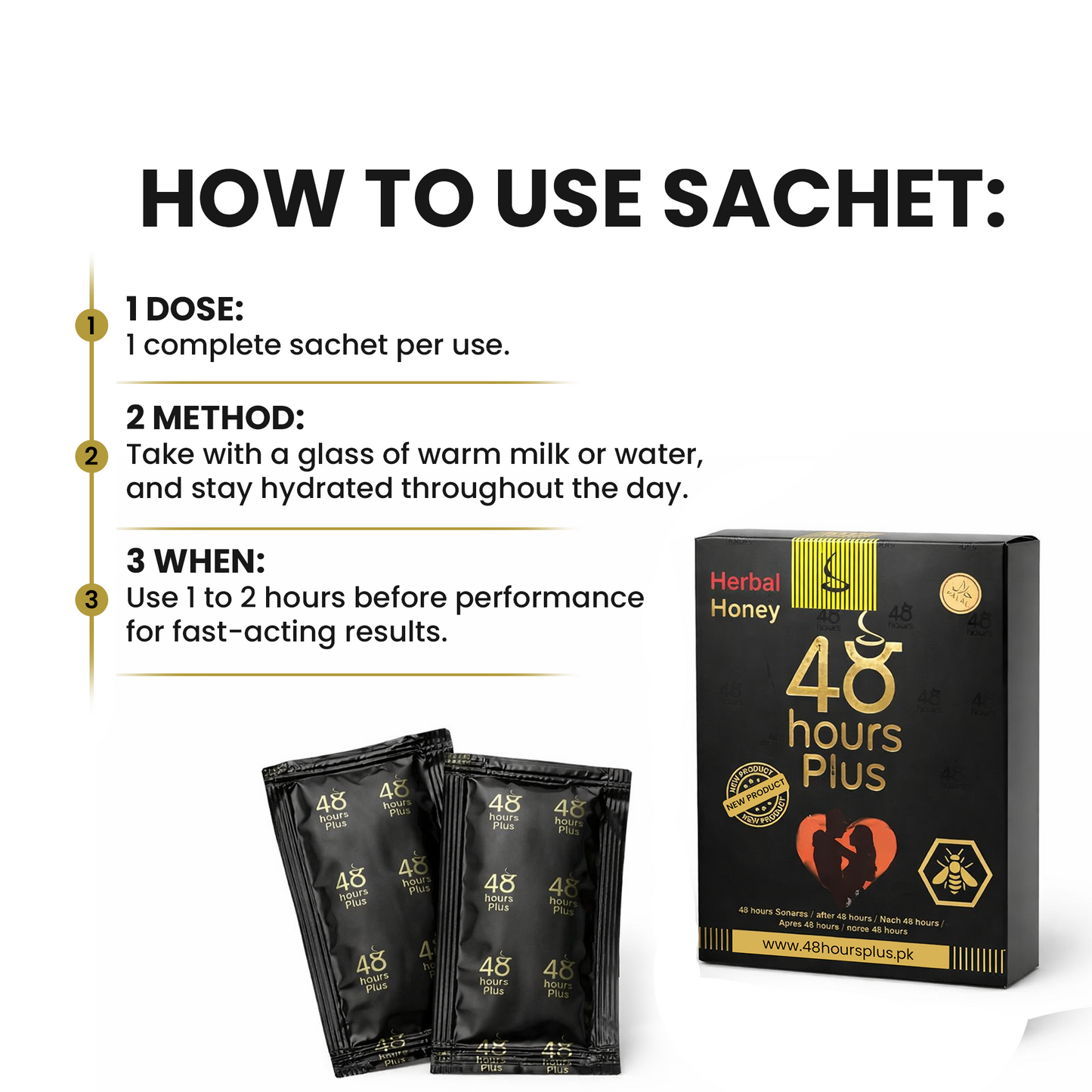48 Hours Plus | Ginseng Herbal Honey – 40g Box (4 Sachets)
